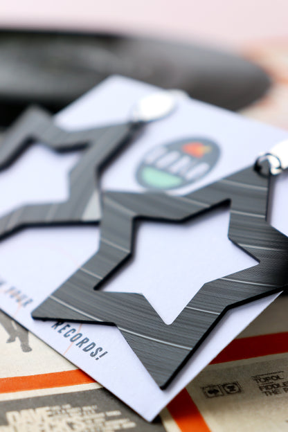 ALL BLACK large star contour earrings / silver or gold  studs