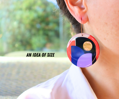 CLEO NO.2 in navy, blue, lilac, orange, copper / modern abstraction on your ears
