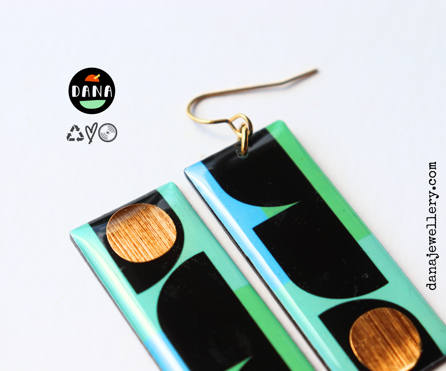 THE RECTANGLES in turquoise, apple green, cornflour blue and gold / eco chic earrings