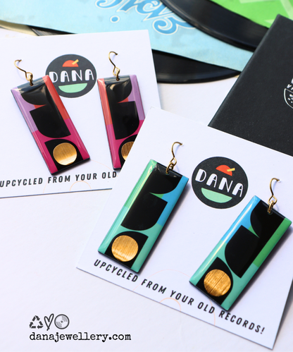 THE RECTANGLES in turquoise, apple green, cornflour blue and gold / eco chic earrings
