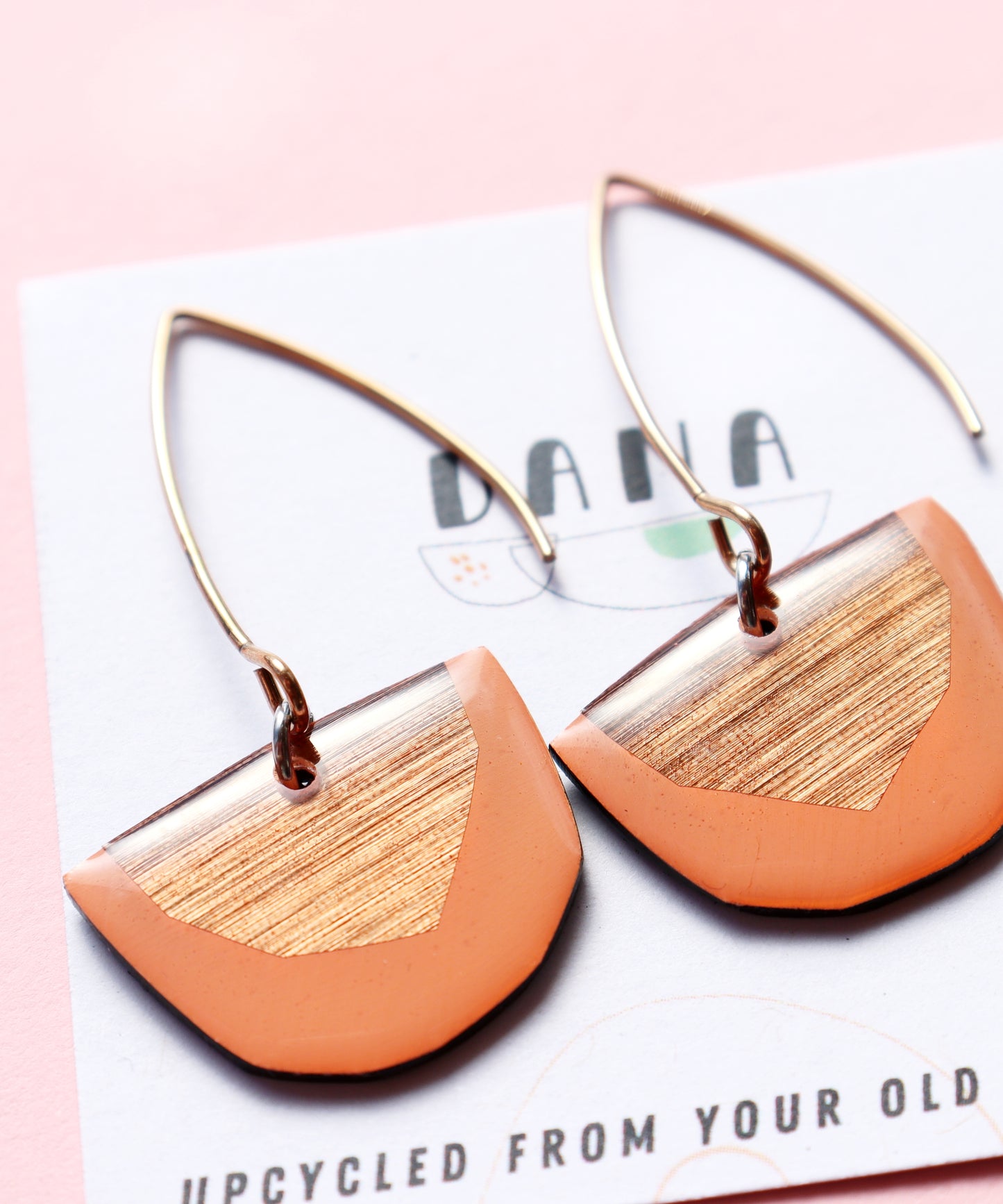 30% OFF MACY salmon pink  & copper / recycled jewellery made in Ireland