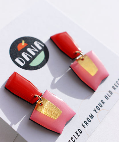 CONNIE NO.2 in vibrant red, candy pink, lush gold