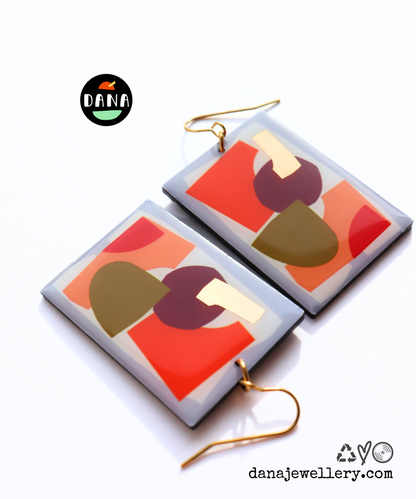 30% OFF Art on your ears / abstract contemporary upcycled vinyl record earrings