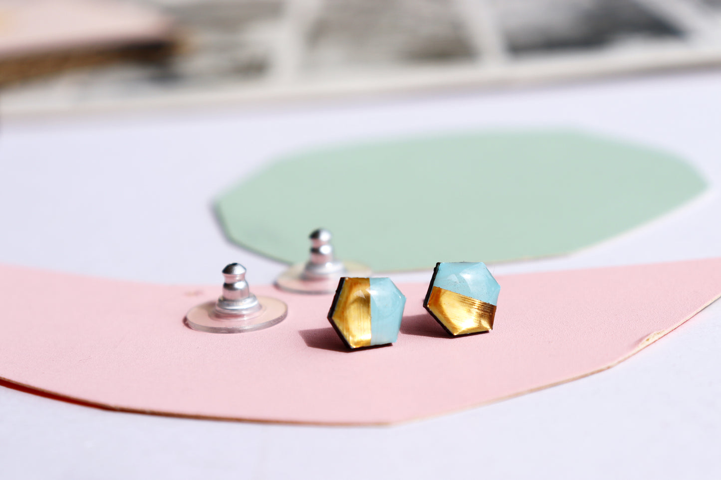 THE NUGGETS studs in 8 colours with metallic detail