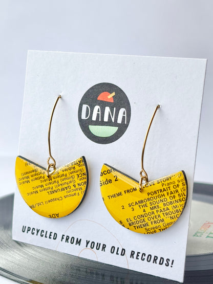 LOVE STORY theme Simon & Garfunkel bright yellow geo earrings