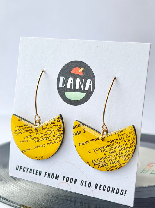 LOVE STORY theme Simon & Garfunkel bright yellow geo earrings
