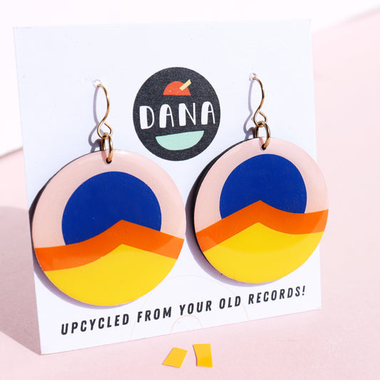 30% OFF LAST PAIR SUZY no.2 / contemporary upcycled vinyl record graphic earrings