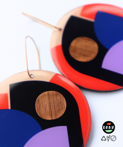 CLEO NO.2 in navy, blue, lilac, orange, copper / modern abstraction on your ears