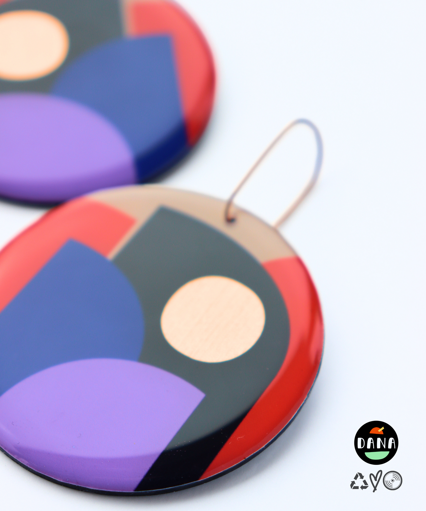 CLEO NO.2 in navy, blue, lilac, orange, copper / modern abstraction on your ears