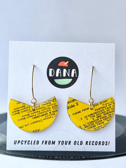 LOVE STORY theme Simon & Garfunkel bright yellow geo earrings
