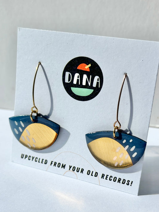30% OFF boats in blue grey with gold and white details  / contemporary jewellery design