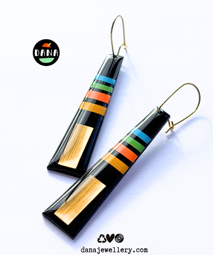 LIZZY retro inspired in blue, green, orange, yellow, and gold