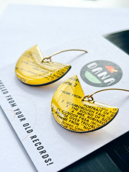 LOVE STORY theme Simon & Garfunkel bright yellow geo earrings