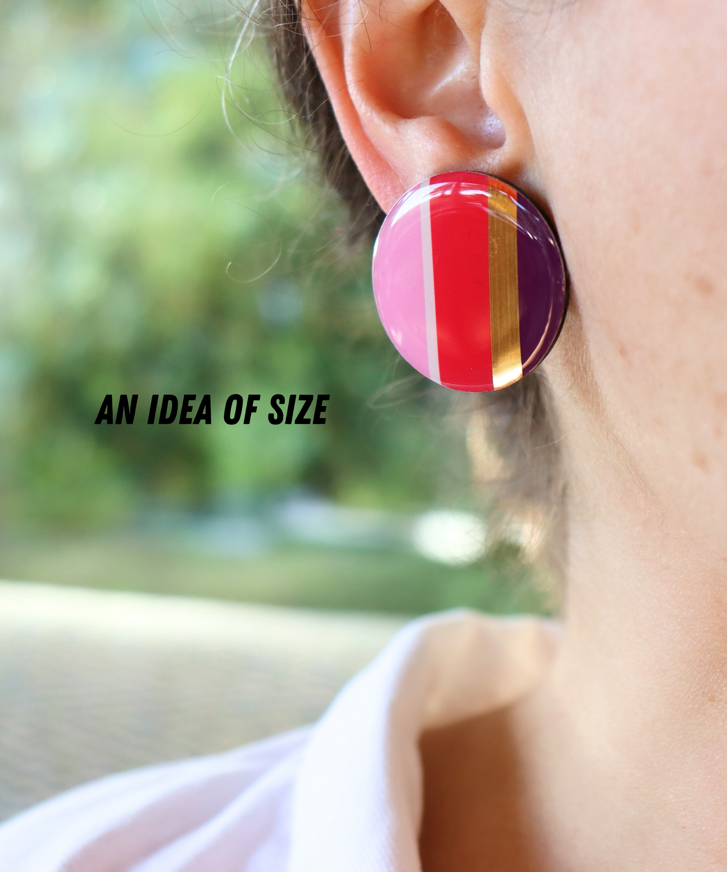 30% OFF last pair FABI no.2 large disc stud earrings in red, pink, prune and gold