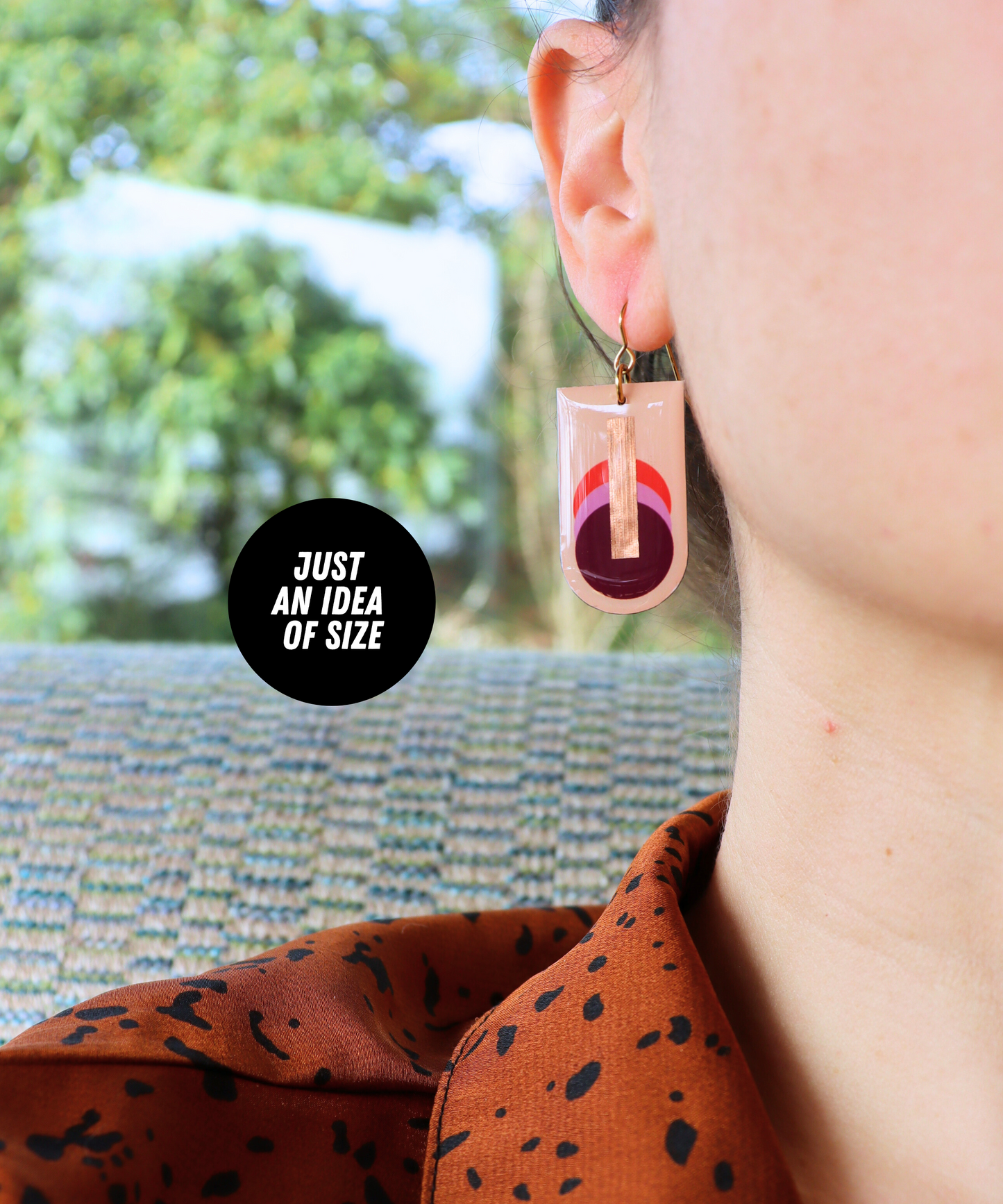 50% OFF Graphic earrings in plum, lilac, reddish orange, copper