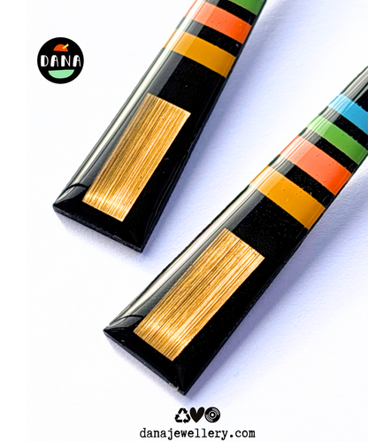 LIZZY retro inspired in blue, green, orange, yellow, and gold