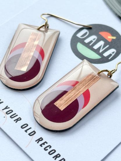 50% OFF Graphic earrings in plum, lilac, reddish orange, copper