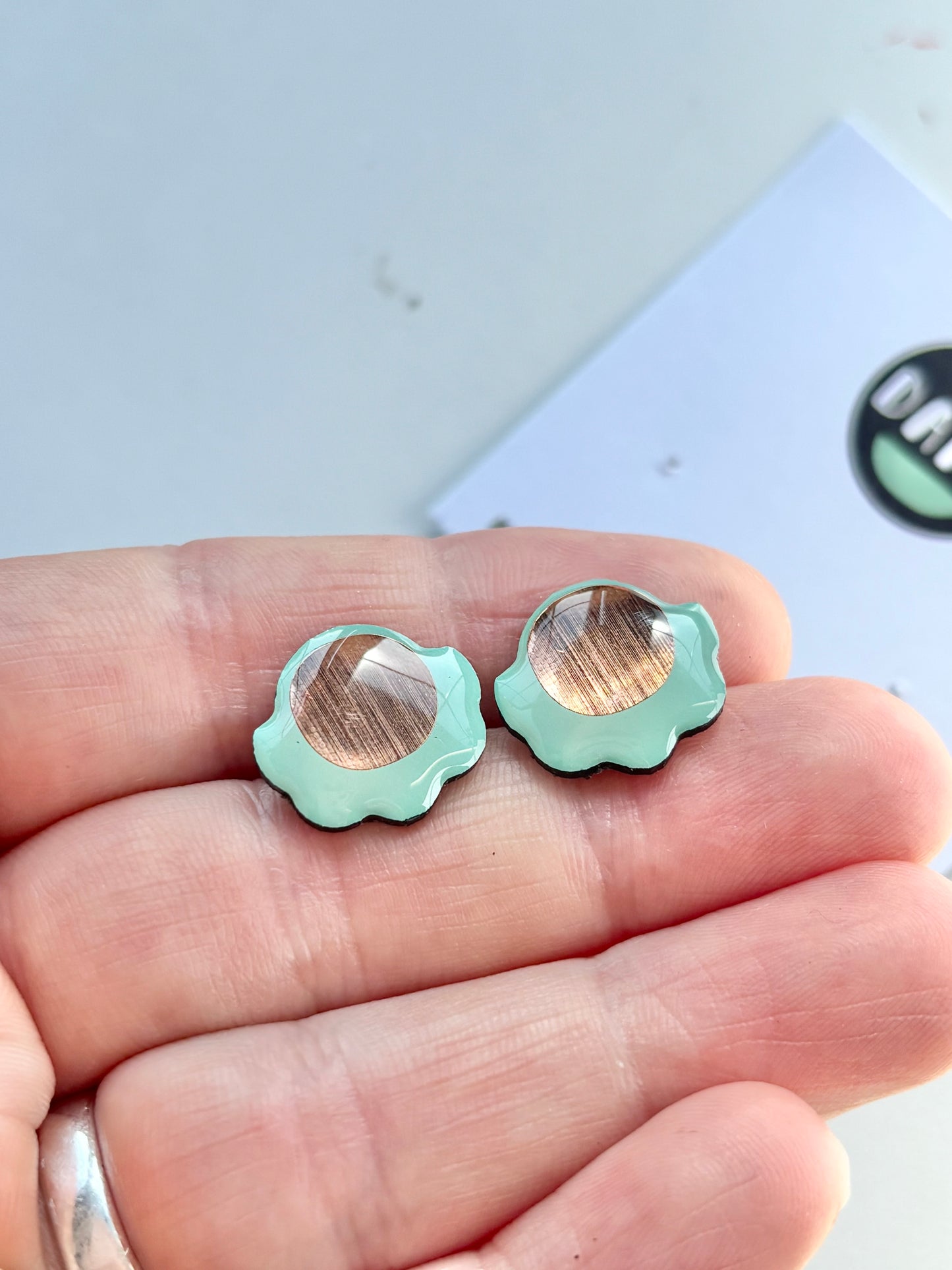 40% OFF large FROUFROU studs in mint green and copper