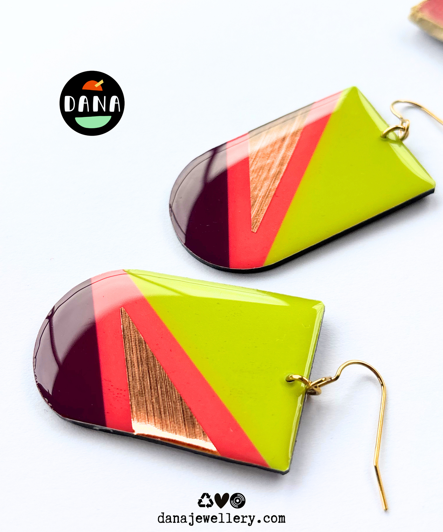 ZIGGY in lime green, deep orange, plum, copper