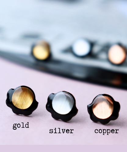 50% OFF black Froufrou studs - GOLD / SILVER / COPPER