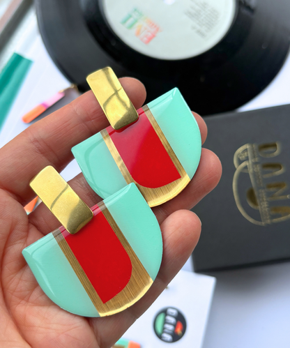 ROSA in mint green, red, lush gold