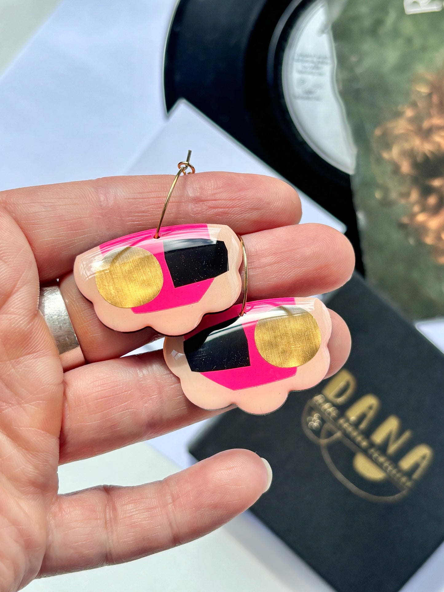 40% OFF Little abstract clouds in gold, hot pink, black | unique Irish design