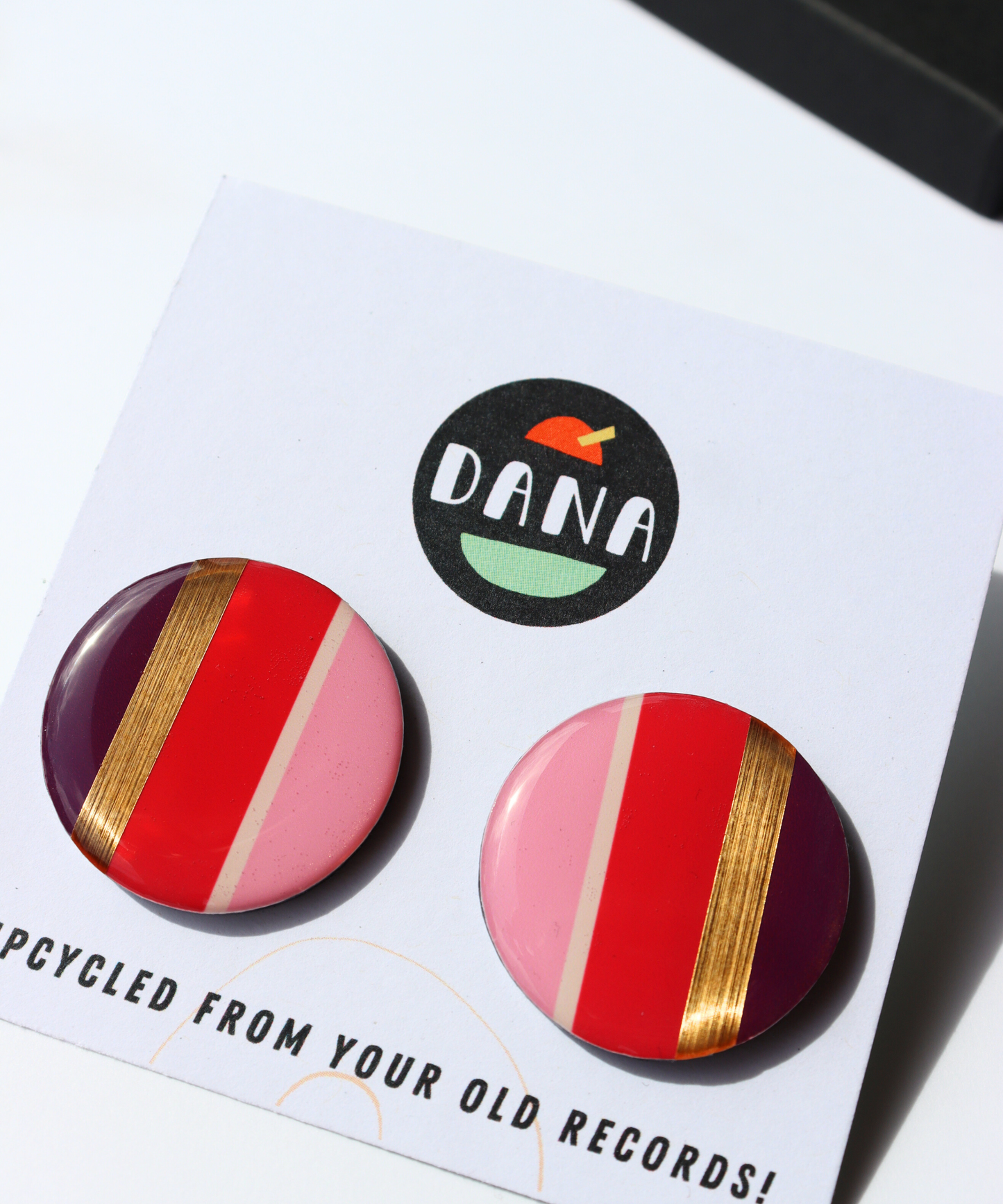 30% OFF last pair FABI no.2 large disc stud earrings in red, pink, prune and gold