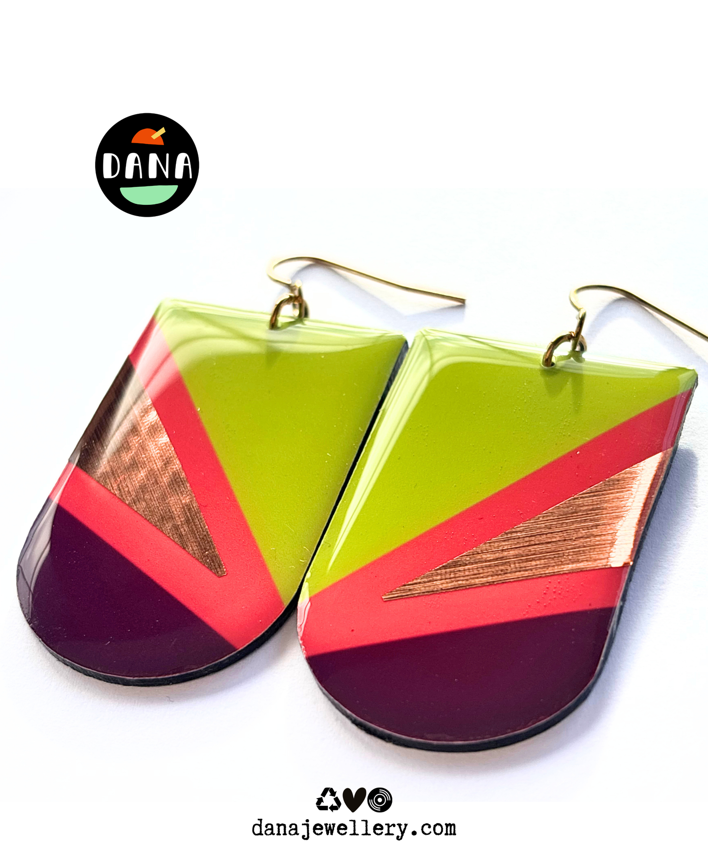 ZIGGY in lime green, deep orange, plum, copper