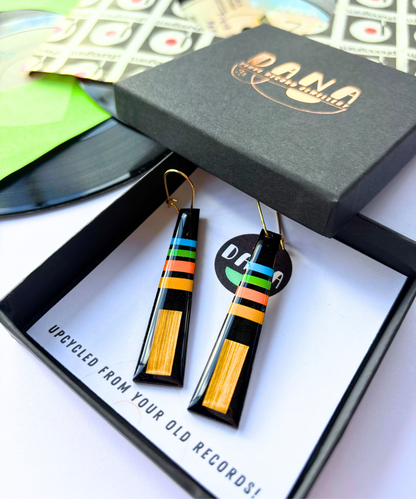 LIZZY retro inspired in blue, green, orange, yellow, and gold