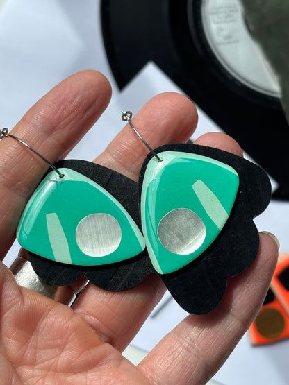 40% OFF Quirky froufrou earrings in black, turquoise and silver