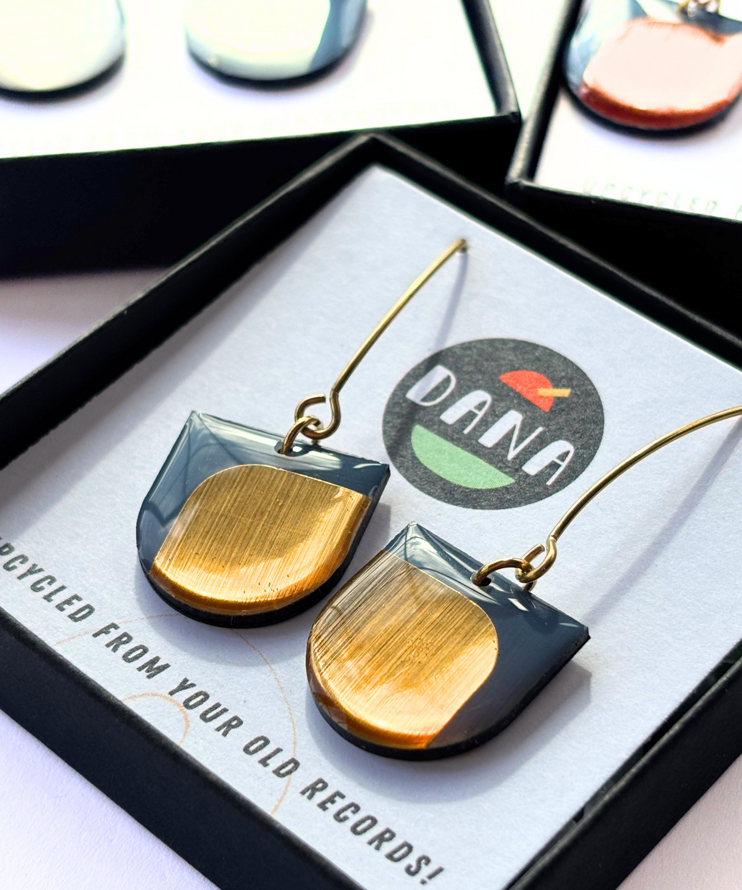 DEE in deep blue gray, gold, silver, or copper / upcycled Irish design