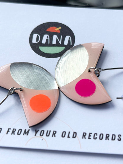 40% OFF Pacman earrings in pink, orange, silver | unique upcycled Irish design
