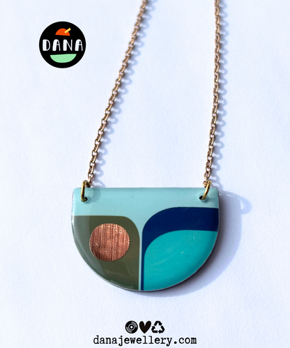 BEA necklace in tones of teal, turquoise, copper