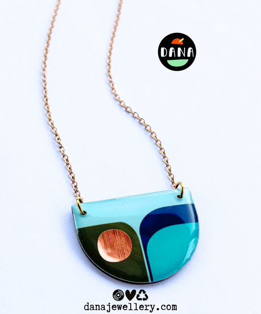 BEA necklace in tones of teal, turquoise, copper