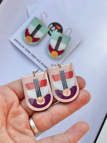 30% OFF samples one of a kind earrings in plum, white, orange, with a warm pop of copper