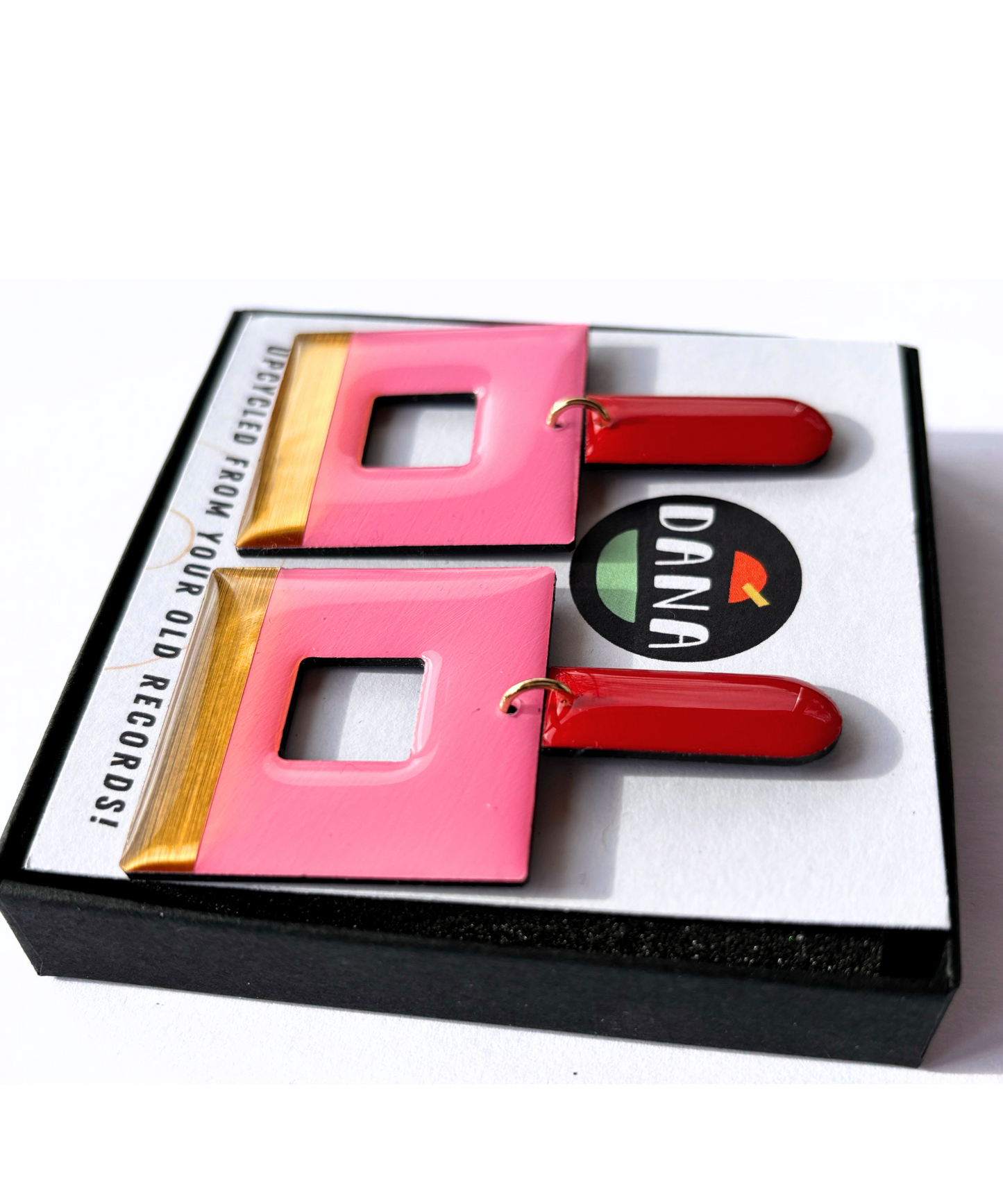 MIKA in red, pink, gold / statement geometric earrings