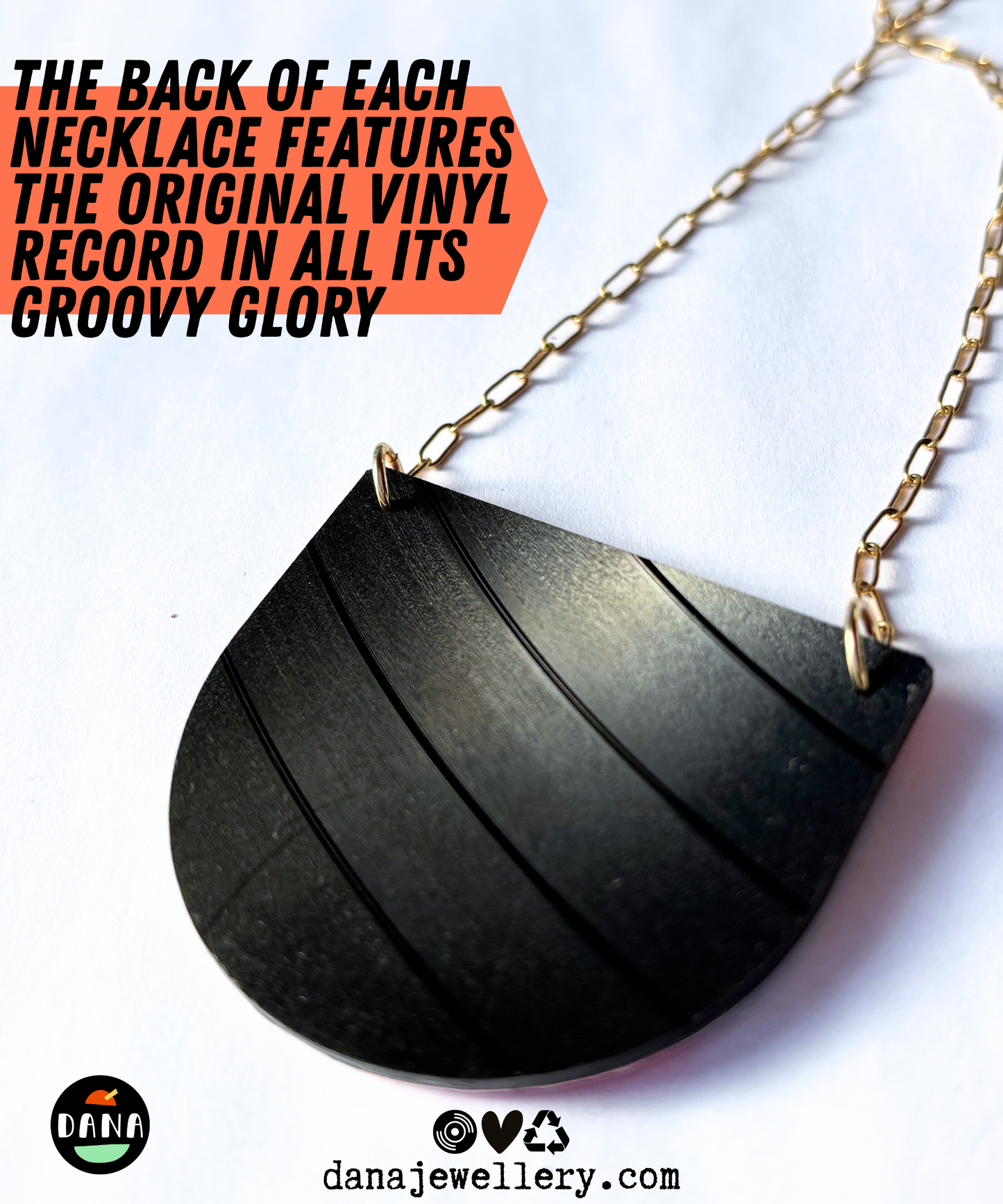 LOLA no.2 graphic upcycled necklace in orange, plum, fuchsia / handmade in Ireland