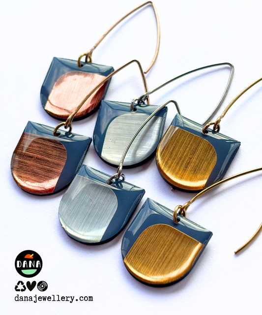 DEE in deep blue gray, gold, silver, or copper / upcycled Irish design