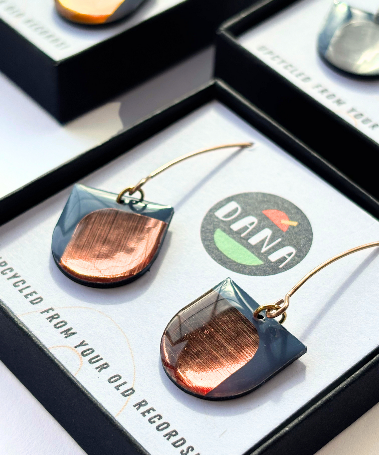 DEE in deep blue gray, gold, silver, or copper / upcycled Irish design