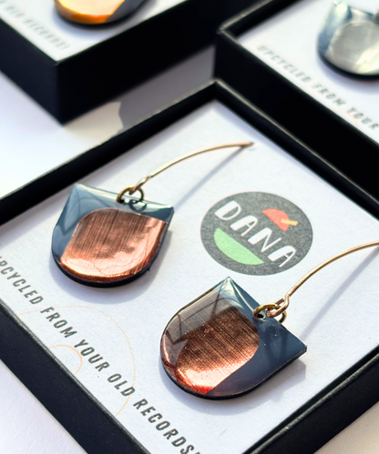 DEE in deep blue gray, gold, silver, or copper / upcycled Irish design