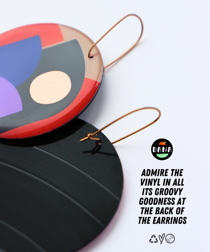 CLEO NO.2 in navy, blue, lilac, orange, copper / modern abstraction on your ears