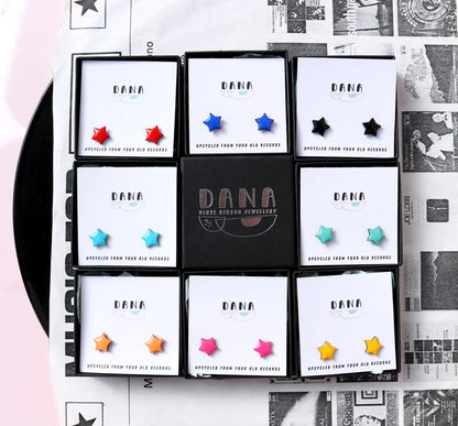 STAR STUDS / 8 colours / upcycled vinyl record jewellery