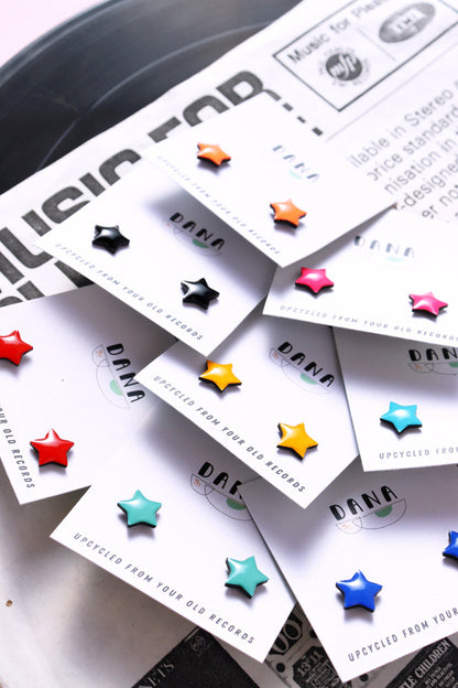 STAR STUDS / 8 colours / upcycled vinyl record jewellery