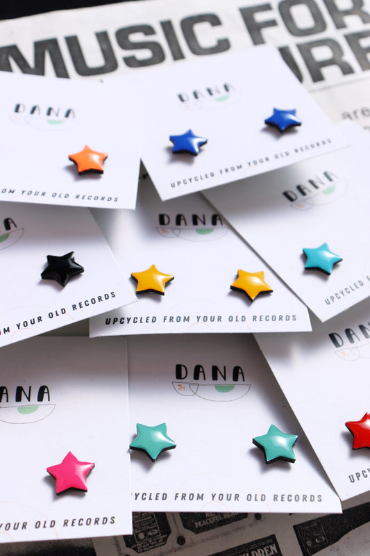 STAR STUDS / 8 colours / upcycled vinyl record jewellery