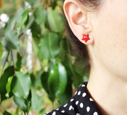 STAR STUDS / 8 colours / upcycled vinyl record jewellery