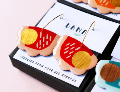 50% OFF / 3 pairs left / FROUFROU no.3 upcycled vinyl record earrings