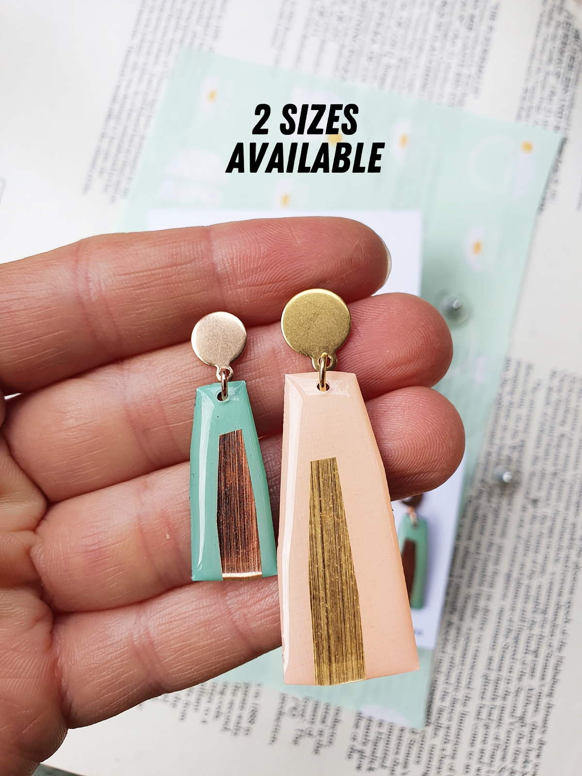 ELLA in minty aqua and GOLD / vinyl record earrings