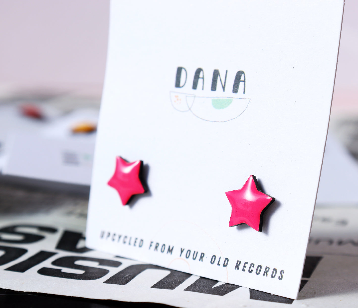 STAR STUDS / 8 colours / upcycled vinyl record jewellery