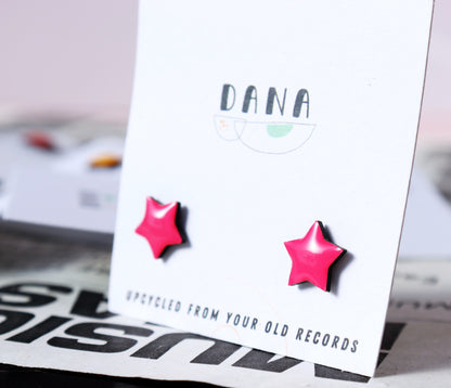 STAR STUDS / 8 colours / upcycled vinyl record jewellery
