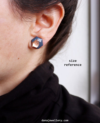 20% OFF / The medium HEXA studs / gold, copper or silver